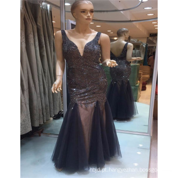 2018 New Sexy Elegant Spaghetti Strap Exquisite Full Beaded Tulle Mermaid Prom Evening Dress